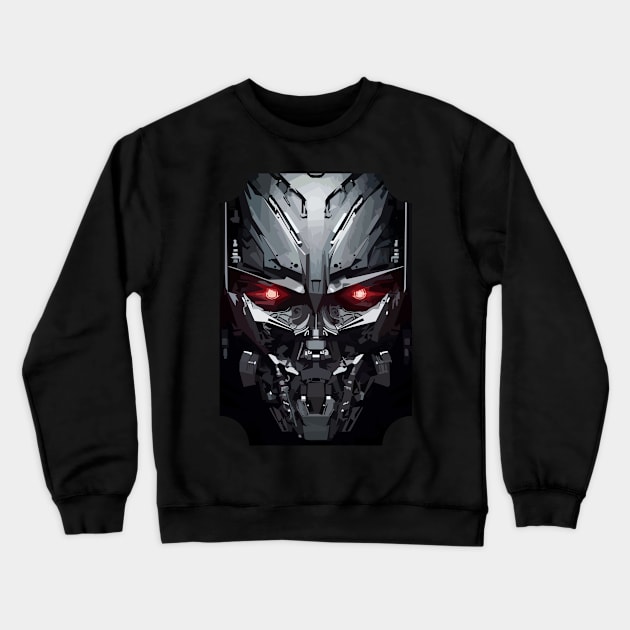 Robot Face Red Eyes Crewneck Sweatshirt by AdiDsgn